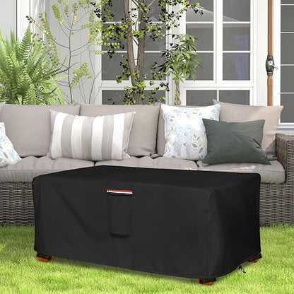 Outdoor Coffee Table Cover,Waterproof Rectangular Patio Small Side Table Cover,48 x 28 x 16 inch, Outdoor Table Covers Waterproof Rectangle,Black