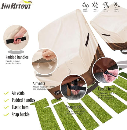 Outdoor Chair Covers 2 Pack, (27W x32D x37H inches)100% Waterproof Heavy Duty Patio Furniture Covers ,Outdoor Furniture Covers Waterproof for Patio Chair Covers,Beige&brown