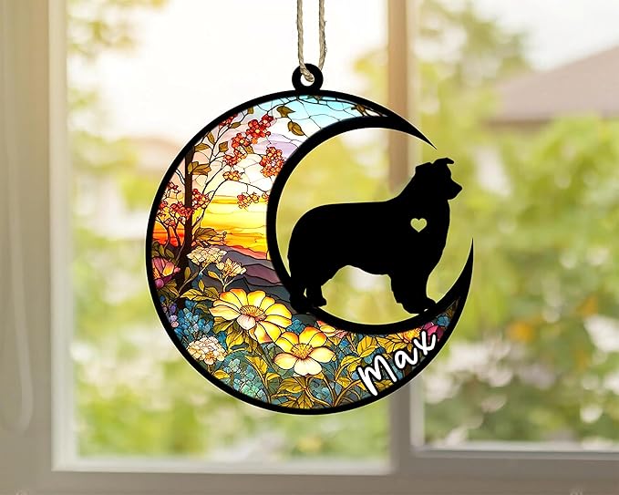 Personalized Dog Memorial, Custom Name Aussie Dog Christmas Ornament with Name, Custom Breeds, Pet Loss Light Catcher, Gifts for Lovers Loss of Pet Sympathy on Mothers Day Christmas