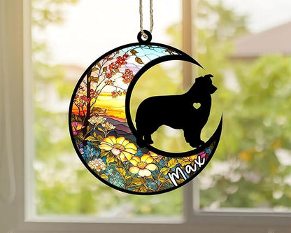 Personalized Dog Memorial, Custom Name Aussie Dog Christmas Ornament with Name, Custom Breeds, Pet Loss Light Catcher, Gifts for Lovers Loss of Pet Sympathy on Mothers Day Christmas