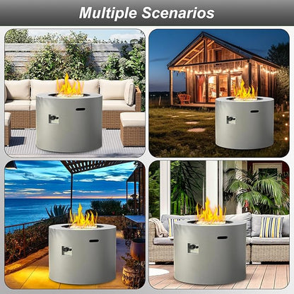32" Smokeless Propane Fire Pit Table w/Lid, All in One Outdoor Fire Table, Alloy Steel Round Patio Firepit Table 50,000 BTUs, Lava Rocks, Weatherproof Cover, CSA Certified, for Deck, Backyard and Pool