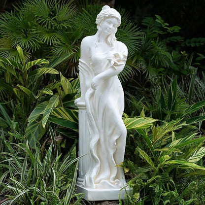 Outdoor Large Nymph Statue, 51Inch Garden Sculpture Decor, Roman Pillar Goddess of Greek Mythology Roman Style for Patio Yard Lawn Porch