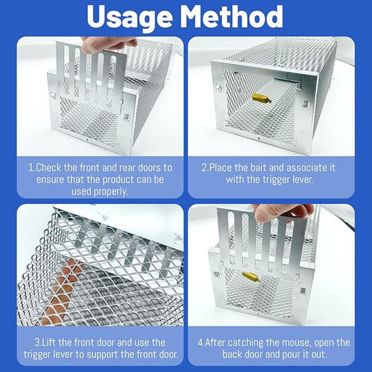 Humane Rat Trap, Automatic Continuous Cycle Mouse Traps, Catch Rat Trap Cage, That Work for Indoor and Outdoor Small Animal - Mouse Voles Hamsters Live Cage Catch and Release