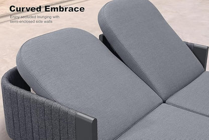 PURPLE LEAF 5 Pieces Patio Conversation Sets with 2 Person Lounge Chair All Weather Outdoor Couch Sectional Set with Cushion Small Conversation Set for Garden Poolside Backyard Gray