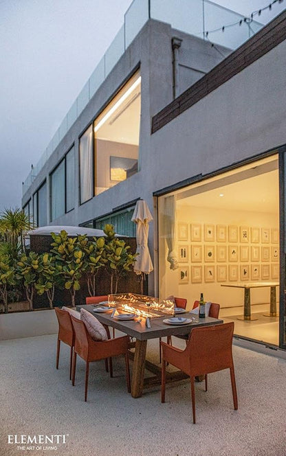 Elementi | Sonoma Gas Fire Pit Cast Concrete Rectangular Dining Fire Table, Outdoor Fire Pit Electronic Ignition | Canvas Cover, Lava Rock Included | Natural Gas