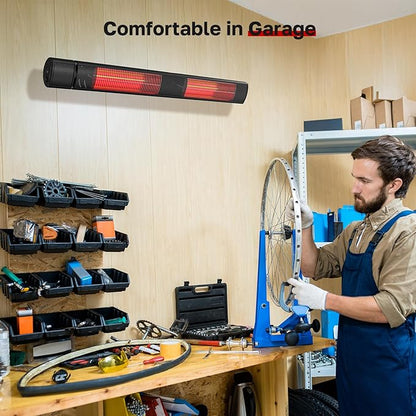 ThermoMate Infrared Heater, Outdoor Heater for Patio, Garage, Restaurant, 3000W Golden Halogen 240V with Remote, ETL Certified Black