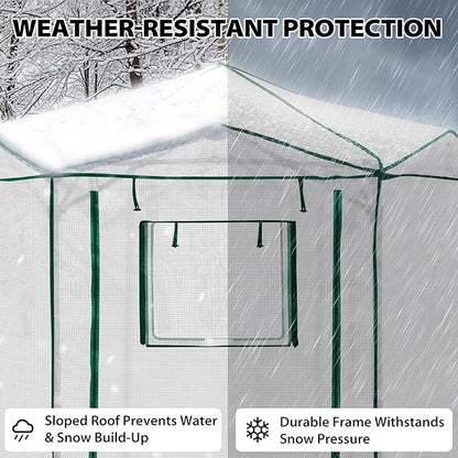 EAGLE PEAK 6.6x6.6 ft Hexagon Pop up Greenhouse, Portable Walk-in Grow Tent for Seed Starting, Garden Plants, Indoor Outdoor Green House, All-Weather Plant Shelter, PE Cover, White/Clear