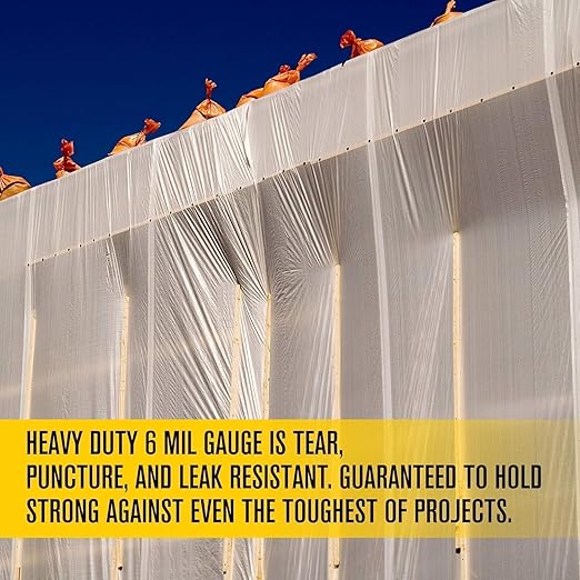 Aluf Plastics 6 MIL Thick Extra Strong Heavy Duty Clear All Purpose Vapor and Moisture Barrier Sheet Tarp/Drop Cloth - 10' x 25' - for Painting, Furniture, Carpet, Contractor, & Construction