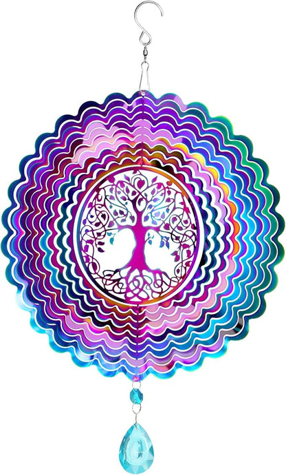 Wind Spinner, Hanging Wind Sculptures,Wind Spinners for Yard and Garden Decor,Yard Decorations Outdoor,Hanging Art Ornaments for Garden Yard Balcony Decor (Tree of Life)