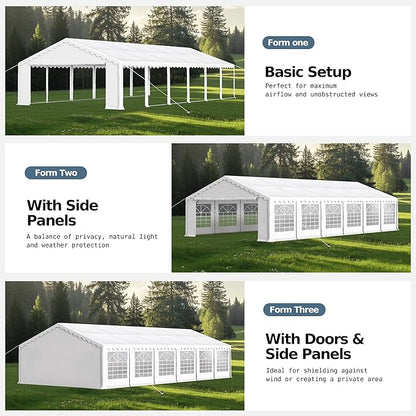 MFSTUDIO 20'x40' Party Tent, Outdoor Heavy Duty Party Tents with Removable Sidewalls, Large Canopy Tent Shelter for Outdoor Events Wedding Birthday, White