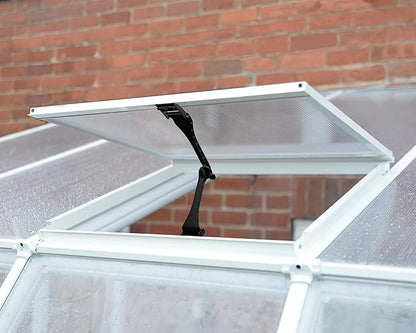 Palram Canopia Rion Sun Room 8 Ft. x 16 Ft. Solarium, Lean-to Greenhouse DIY Kit, Attach to House, Large Twin Wall Polycarbonate, 100% UV Protection for Porch, Patio Outdoors with Window Vent (White)