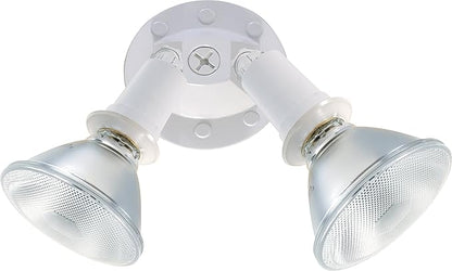Satco SF76/522 Two Light Outdoor Heavy Duty Cast Aluminum Durable Weather Proof Security Flood Light, White
