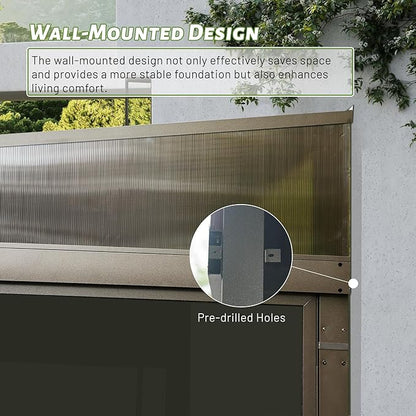 10'x12' Sunroom Wall Mounted, All Season Lean to Solarium with Metal Roof (Galvanized Steel), Aluminum Frame Outdoor Enclosed Gazebo with 2 Sliding Doors and PVC Windows for Patio, Deck, Garden