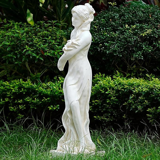 Outdoor Large Nymph Statue, 51Inch Garden Sculpture Decor, Roman Pillar Goddess of Greek Mythology Roman Style for Patio Yard Lawn Porch