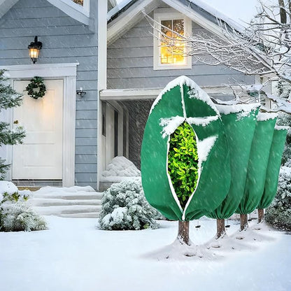 5Pcs Plant Frost Protection Covers 47.2x70.9 Inches – Reusable Breathable Freeze Blankets with Drawstring, Waterproof Non-Woven Fabric Frost Cloth for Winter Plant, Shrub, Tree, and Garden Protection