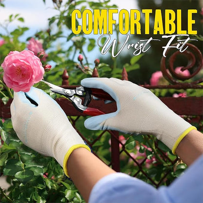 HANDLANDY Womens Gardening Gloves, 3 Pairs Breathable Nitrile Coated Yard Work Gloves, Best Gift for Ladies Gardener