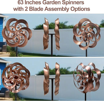 Garden Wind Spinners Outdoor Metal, Copper Kinetic Wind Sculptures & Spinner Yard Art for Outdoor Patio Lawn Decoration