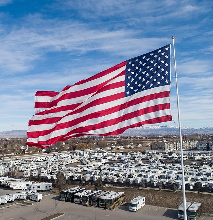 American Flag 4x6 ft for Outside, Heavy Duty US Longest Lasting, Tough 210D US Flags with Embroidered Stars, Sewn Stripes, Brass Grommets, Indoor/Outdoor All Weather Use