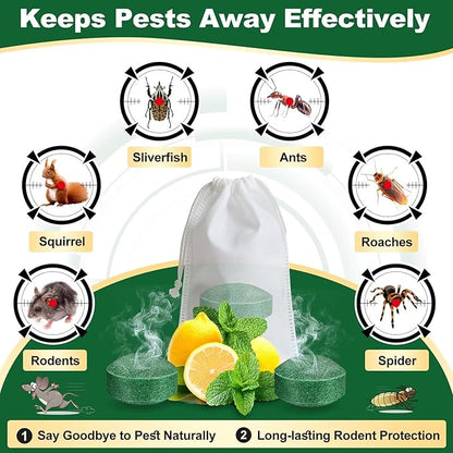 32PCS Mouse Rodent Repellent, Natural Mouse Repellent Peppermint Oil for Mice, Rats, Squirrels, Spiders and Pests, Keeps Pests Away Effectively from Garden & Home, Indoor & Outdoor Use (Peppermint)