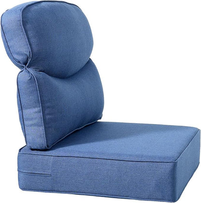 Luxury 22x24/22x25 6-Inch Smile Outdoor Cushions - 1 Set Deep Seat Water-Repellent Patio Furniture Replacement Cushion for Wicker Rattan Wood Metal Chair Rocker Loveseat Sofa - Navy Blue