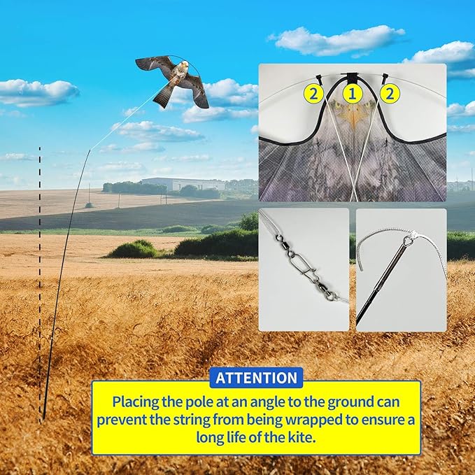 eyijklzo Bird Scarer Flying Kite Crops Farm Flying Bird Hawk Flying Kite