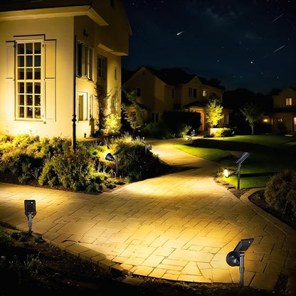 ROSHWEY Outdoor Solar Lights, 600LM Solar Garden Lights Waterproof Solar Spot Lights for Yard Backyard Patio Pond Garage (Warm White, 4Pack)