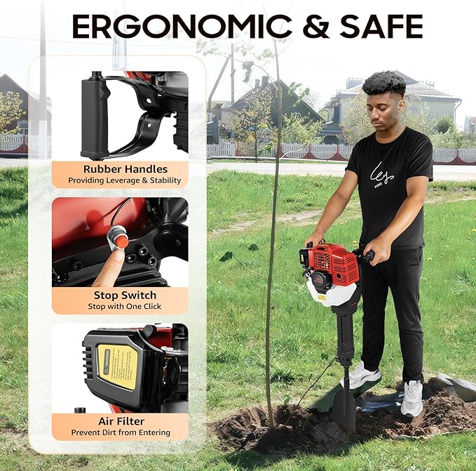 Gas Powered Garden Shovel for Digging, 52CC 2-Stroke Small Shovel Portable Spade Garden Trowel for Tree Planting (US Stock)