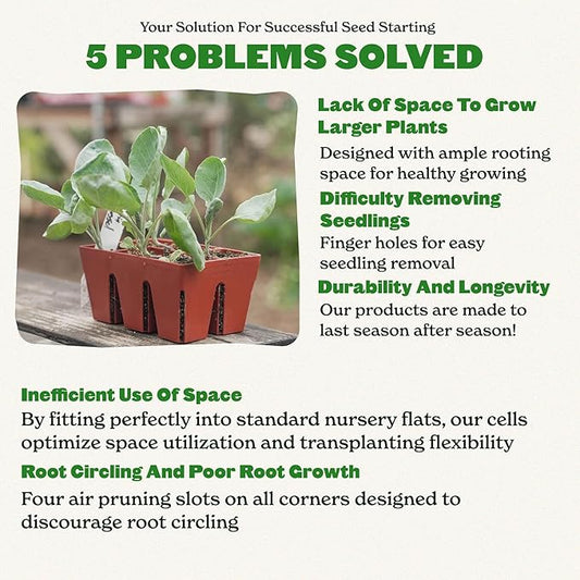 Epic Gardening Reusable Seed Starter Tray - 6 Cell/24 Seedling Starter Trays - Easy Watering, Indoor Greenhouse, Plant Starter, Gardener-Friendly for Seedlings | UV-Treated & BPA-Free - Terracotta