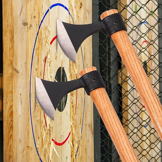 16" Throwing Tomahawks, 2 Pack Axes with High Carbon Steel & Wooden Handle, Ideal for Axe Throwing Game, Recreation & Competition, Gift for Men