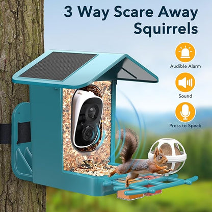 PeckCam® Bird Feeder with Camera Solar Powered, AI Identify & Auto Capture, 2K HD Live Video Smart Bird Feeder Camera Instant Notifications in Backyard, Gift for Bird Lovers