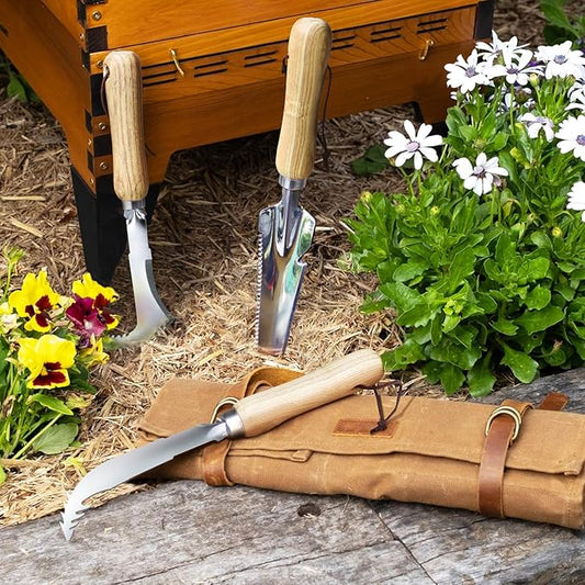 Jardineer Weed Puller Tools Set, 3 Pack Hand Crack Weeder, Stainless Heat Treated Steel Weed Root Remover with Ergonomic Handle, Multi-Purpose Weeding Tools for Lawn Garden Patio & Yard