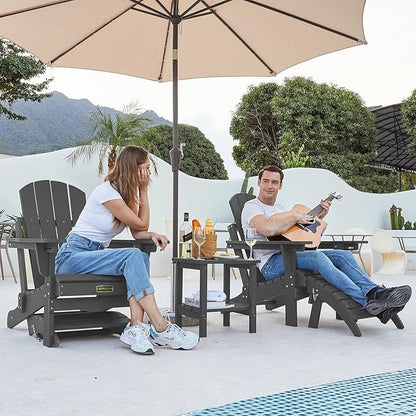 SERWALL Folding Adirondack Chair Footrest Set of 2, Adirondack Ottomans Without Assembly, Grey