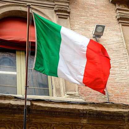 Italy Italian Flag 3x5 ft Outdoor, Double Sided 3 Ply Heavy Duty Italy National Country Flag, 100% Quality Polyester Italian Banner with Brass Grommets 4 Rows Stitches