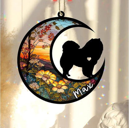 Personalized Dog Memorial, Custom Name Chow Chow Dog Christmas Ornament with Name, Custom Breeds, Pet Loss Light Catcher, Gifts for Lovers Loss of Pet Sympathy on Mothers Day Christmas