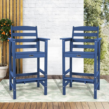 FUNBERRY Bar Height Outdoor Chair, Tall Adirondack Chair, All Weather HDPE Outdoor Bar Chairs for Bistro Patio Balcony