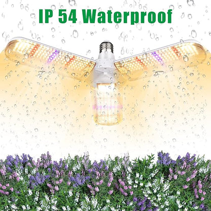xingruyu 2 Pack 150W LED Grow Light Bulb Foldable Sunlike Full Spectrum Grow Light for Indoor Plants, 414 LEDs Sunlike Plant Light with Power Cord, E27 Plant Lamp for Flowers,Greenhouse Hydroponic