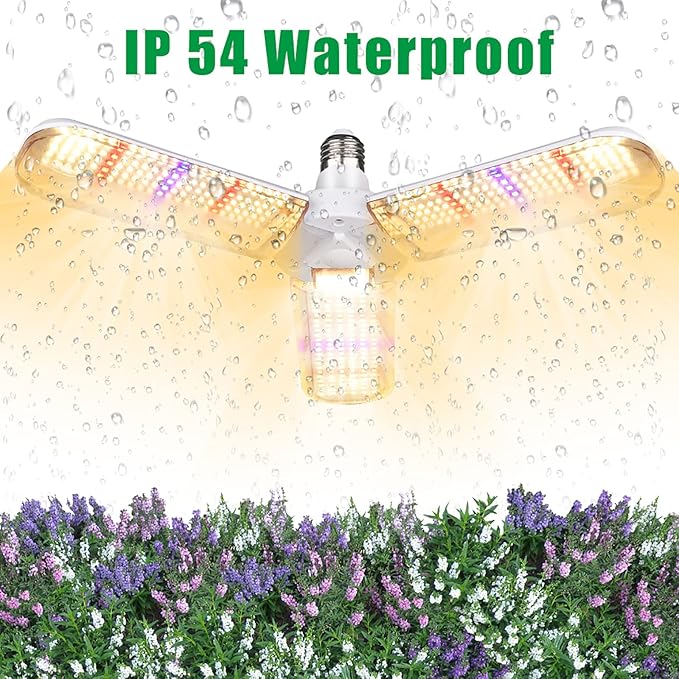 150W LED Grow Light Bulb 414 LEDs Sunlike Full Spectrum Foldable Plant Grow Light with Extension Hanging Pendant Light Cord Cable, Led Grow Lamp for Indoor Plants, Greenhouse, Hydroponic , E27 Base
