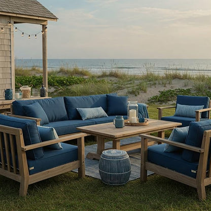 RSH DECOR Deep Seating Cushion with Pillow Back | 24” x 26” Seat | Water and Fade-Resistant Spun Fabric | Outdoor Chair Cushion Set for Patio Furniture | Black Buffalo Plaid