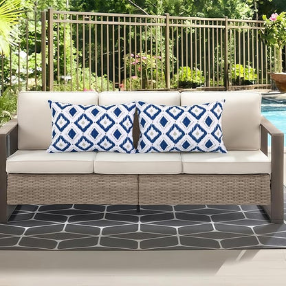 idee-home Outdoor Pillows with Inserts Included, Patio Outside Lumbar Pillows Waterproof Set of 2, 12 x 20 inch