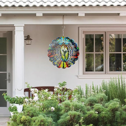 Wind Spinners Hummingbird Arts12 inch 3D Stainless Steel Laser Cut Metal Art Geometric Pattern Wind Sculpture Hanging for Yard Garden Decorations Gifts Indoor Outdoor
