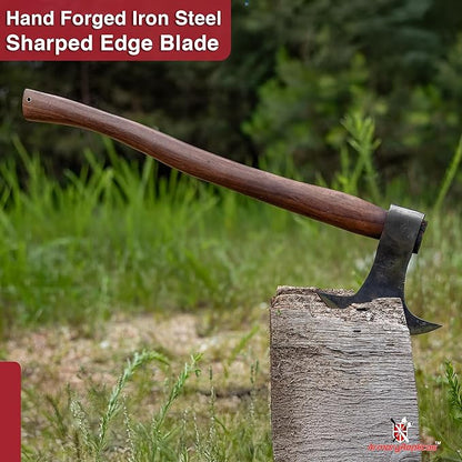 Armory Replicas™ 22-Inch Hand Forged Camping Axe with Rustic Dark Finish - Versatile Chopping Tool for Firewood, Shelter Building, and Outdoor Defense