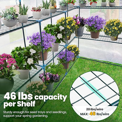 KING BIRD Premium Greenhouse for Outdoors, 84 x 56 x 77 Upgraded PE Cover & Steel Frame Walk in Hot House, w/ Zippered Screen Windows Mesh Door, 3 Tiers 20 Shelves for Outside Garden, White