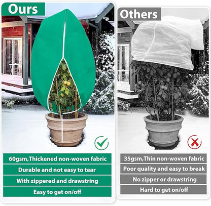 2 Pack Plant Covers Freeze Protection for Winter, 2.2oz/yd² (72" X 47") Frost Blankets Cloths With Zipper/Drawstring , Large Plant Frost Protection Covers Outdoor, for Shrub Bush Fruit Tree Potte