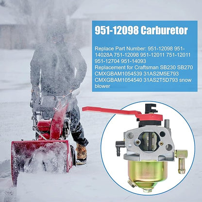 31A-2M1E752 Carburetor Replacement for MTD Troy-Bilt Squall-2100 31A-2M1E700 31A-2M1E706 751-12098 Snow Thrower, Replace #520-860 951-12098 951-14028A 951-12011 751-12011 951-12704