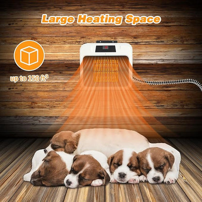 Rypet Large Dog House Heater with Thermostat, 300W/600W Safe Heater for Dog House Outdoor with 6 Ft Anti Chew Cord, Wall Mounted Dog Kennel Heated Electric Warmer for Most Dog Houses