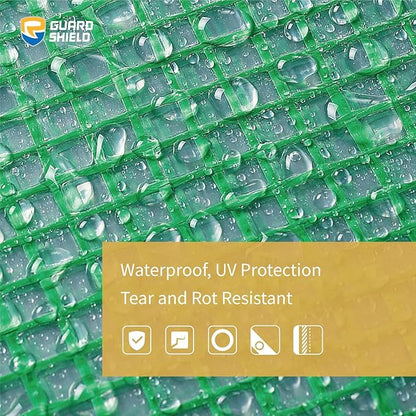 GUARD SHIELD Clear Green Tarp Heavy Duty 10x12 Feet Waterproof for Greenhouse Outdoor Garden Poly Cover UV Resistant 3x3 Weave 10mil (2-Pack)