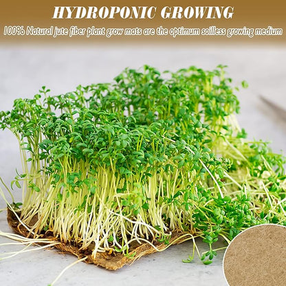 Halatool 5Pads Jute Grow Mat,Natural Hemp Mats for Growing Microgreens,10" X 10" Hydroponic Grow Pads for 1010 Micro Greens Growing Trays,Indoor Sprouting kit for Wheatgrass Sprouts