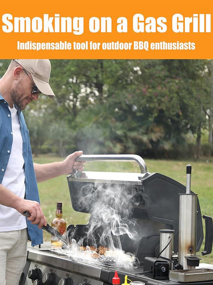 2025 Advanced Cold Smoke Generator, Tube for Pellet Smoker Upgrade, Generator for Gas Grilling, Portable Cordless Electric, Hot or Cold Smoking: Box for Any Grill, Gift for Men Dad Husband Friends