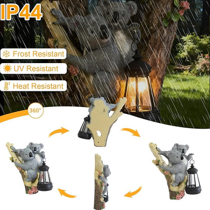 Koala Tree Hugger Garden Statue Outdoor Decorative Sculpture, Solar Lantern Outdoor Waterproof, Garden Decorations Home Patio Yard Outdoor, Relaxed Koala Gifts for Mom