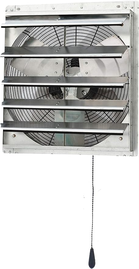 iLIVING 18" Wall Mounted Shutter Exhaust Thermostat Control-3 Speeds Vent Fan for Home Attic, Shed, or Garage Ventilation, 1736 CFM, 2600 SQF Coverage Area, Variable, Silver